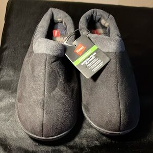 Hanes Gray Slippers Memory Foam Size 8-9